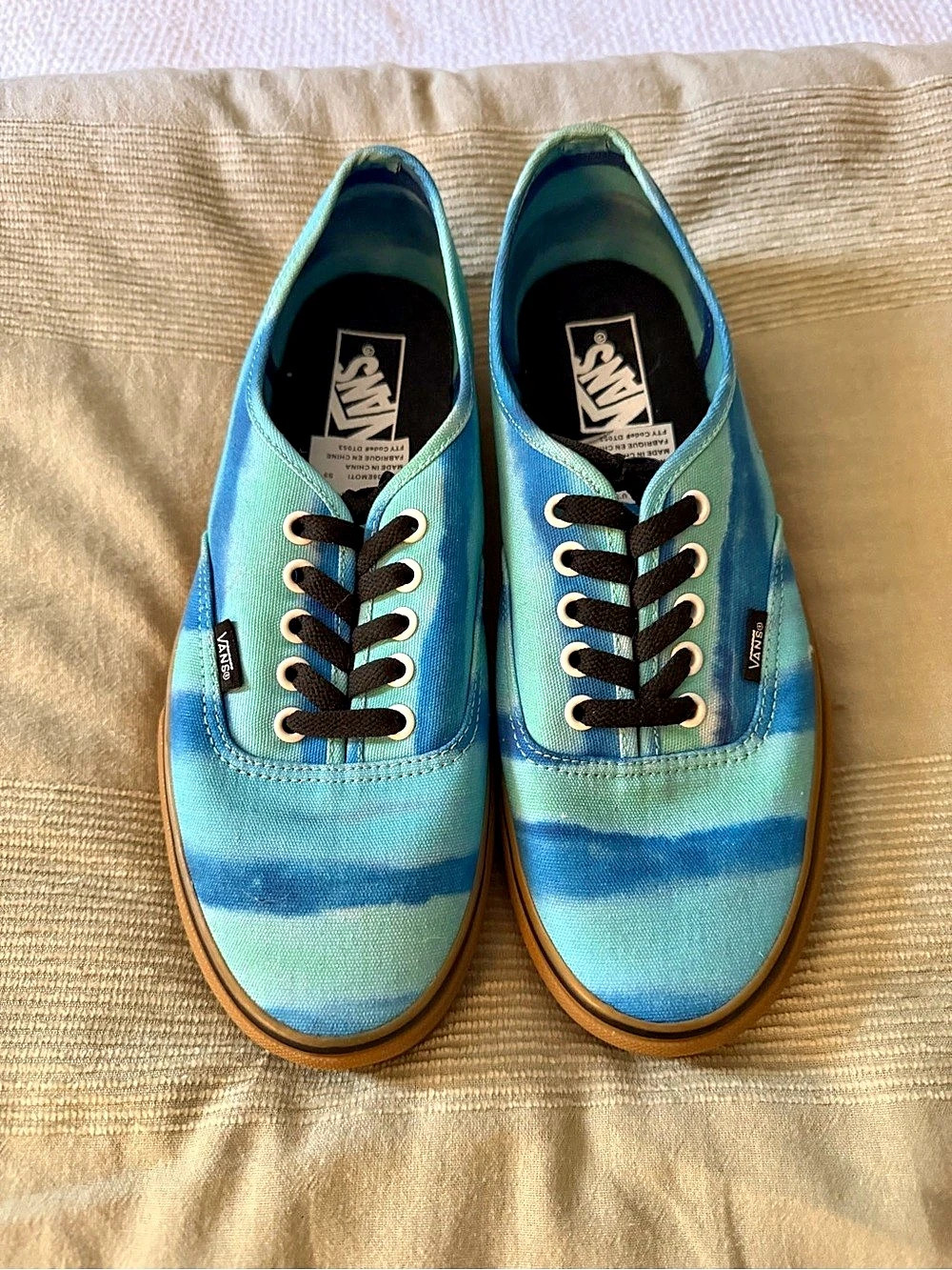 Vans Authentic Striped Sneakers in Blue & Green US 9.0
